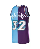 Men's Mitchell & Ness Karl Malone Purple, Turquoise Utah Jazz Hardwood Classics 1996-97 Split Swingman Jersey