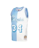 Men's Mitchell & Ness Shaquille O'Neal Powder Blue, White Los Angeles Lakers Hardwood Classics 1996-97 Split Swingman Jersey