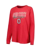 Women's Concepts Sport Scarlet, Gray Ohio State Buckeyes Raglan Long Sleeve T-shirt and Shorts Sleep Set