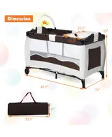 Foldable Baby Crib Playpen Playard Pack Travel Infant Bassinet Bed