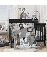 Lambs & Ivy Urban Jungle Animals Gray/Brown/White Nursery 4-Piece Baby Crib Bedding Set