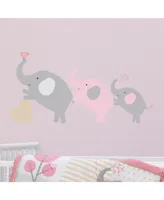 Bedtime Originals Eloise Gray/Pink/Gold Elephant Nursery Wall Decals