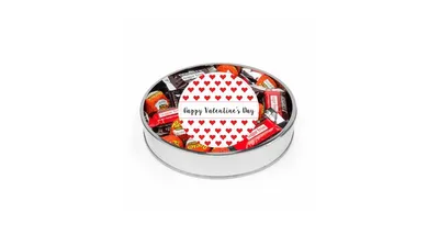 Valentine's Day Sugar Free Candy Gift Tin Large Plastic Tin with Sticker and Hershey's Chocolate & Reese's Mix - Hearts