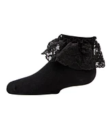 MeMoi Big Girls Petite Floral Lace Cotton Blend Anklet Socks