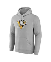 Men's Fanatics Heather Gray Pittsburgh Penguins Primary Logo Pullover Hoodie