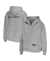 Women's Wear by Erin Andrews Heather Gray Seattle Seahawks Plus Size Full-Zip Hoodie