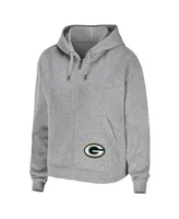 Women's Wear by Erin Andrews Heather Gray Green Bay Packers Plus Full-Zip Hoodie