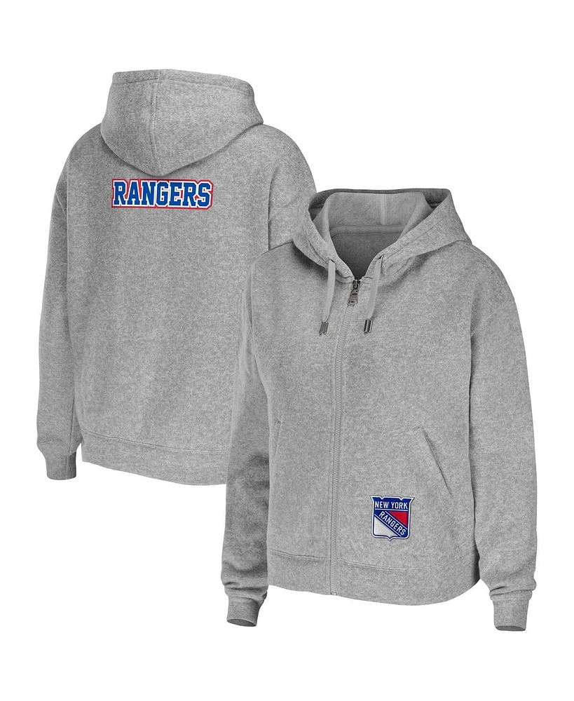 Women's Wear by Erin Andrews Heather Gray New York Rangers Full-Zip Hoodie