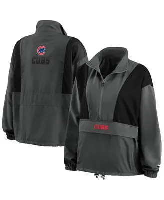 Women's Wear by Erin Andrews Charcoal Chicago Cubs Packable Half-Zip Jacket