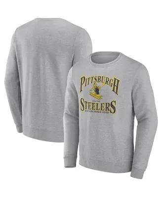Men's Fanatics Heather Gray Pittsburgh Steelers Playability Pullover Sweatshirt