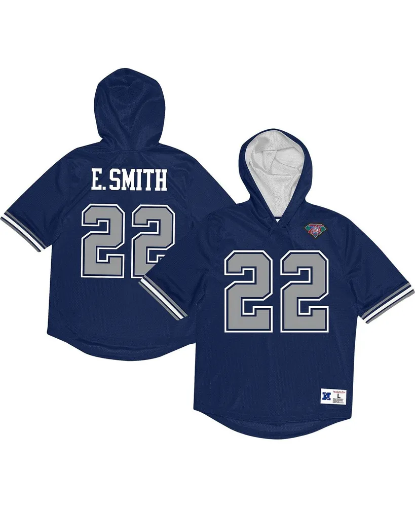 Men's Mitchell & Ness Emmitt Smith Navy Dallas Cowboys Retired Player Mesh Name and Number Hoodie T-shirt