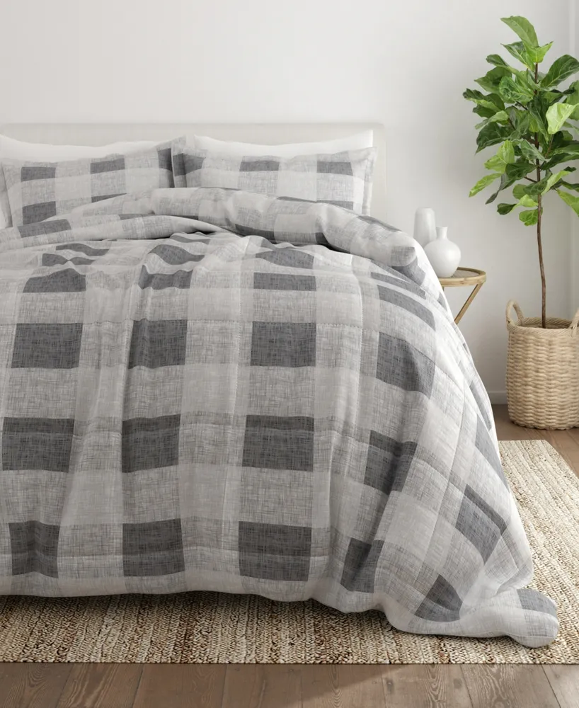 Home Collection 3 Piece Premium Ultra Soft Gingham Comforter Set