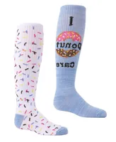 2 Pairs Girl's I Donut Care Knee High Socks - Assorted Pre