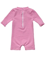 Baby Girls Raspberry Stripe 3/4 Sleeve Sunsuit