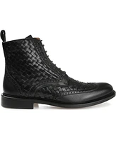 Taft Men's Saint Handwoven Leather Wingtip Dress Boots