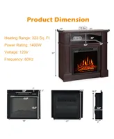 32" 1400W Electric Fireplace Mantel Tv Stand Space Heater W/ Shelf