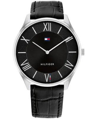 Tommy Hilfiger Men's 2H Black Leather Strap Watch 43mm