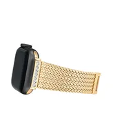 Anne Klein Women's Gold-Tone Stainless Steel Mesh Bracelet with Crystal Accents Compatible with 42/44/45/Ultra/Ultra 2 Apple Watch - Gold