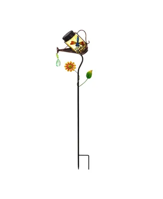Evergreen Flag Beautiful Dragonfly Solar Jar Watering Can Garden Stake - 3 x 9 x 39 Inches