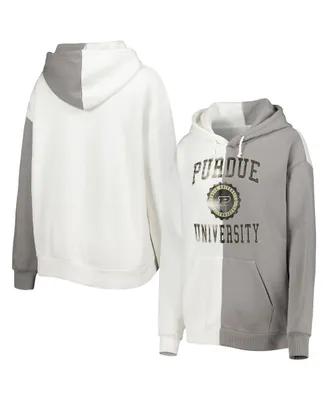Women's Gameday Couture Gray, White Purdue Boilermakers Split Pullover Hoodie