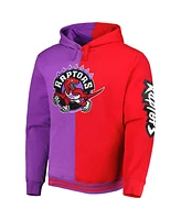 Men's Mitchell & Ness Purple, Red Toronto Raptors Hardwood Classics Split Pullover Hoodie