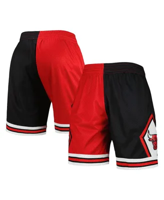 Men's Mitchell & Ness Black, Red Chicago Bulls Hardwood Classics 1997 Split Swingman Shorts