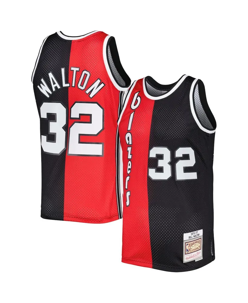 Men's Mitchell & Ness Bill Walton Red, Black Portland Trail Blazers Hardwood Classics 1976-77 Split Swingman Jersey