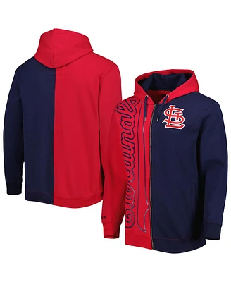 Men's Mitchell & Ness Red, Navy St. Louis Cardinals Fleece Full-Zip Hoodie