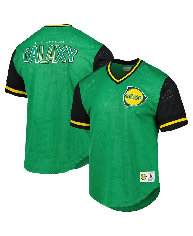 Men's Mitchell & Ness Green La Galaxy Mesh V-Neck T-shirt