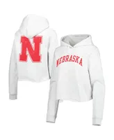 Women's League Collegiate Wear Ash Nebraska Huskers 2-Hit 1636 Cropped Pullover Hoodie