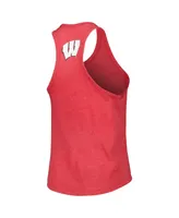 Women's League Collegiate Wear Heather Red Wisconsin Badgers Two-Hit Intramural Tri-Blend Scoop Neck Racerback Tank Top