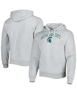 Men's League Collegiate Wear Heather Gray Michigan State Spartans Arch Essential Fleece Pullover Hoodie