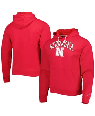 Men's League Collegiate Wear Scarlet Nebraska Huskers Arch Essential Fleece Pullover Hoodie