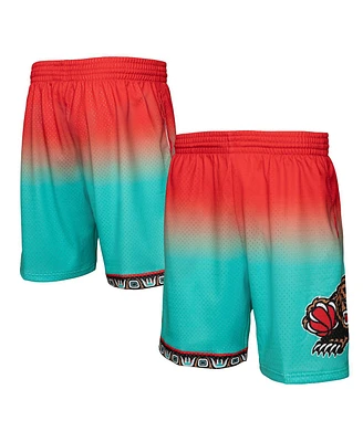 Men's Mitchell & Ness Red, Teal Vancouver Grizzlies 1996/97 Hardwood Classics Fadeaway Reload 3.0 Swingman Shorts