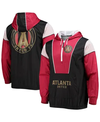 Men's Mitchell & Ness Black Atlanta United Fc Highlight Reel Half-Zip Hoodie Windbreaker Jacket
