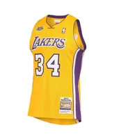 Men's Mitchell & Ness Shaquille O'Neal Gold Los Angeles Lakers 2000 Nba Finals Hardwood Classics Authentic Jersey