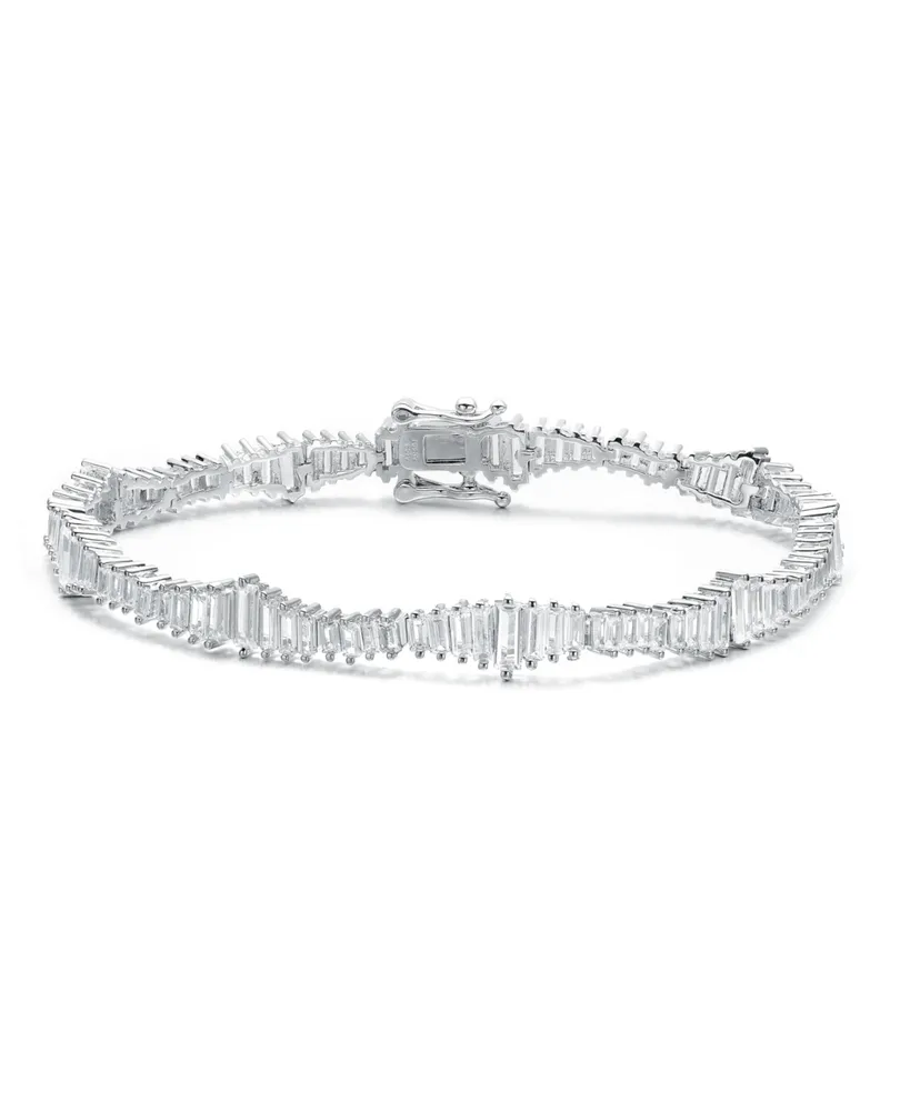 Ra Rhodium Plated Clear Cubic Zirconia Tennis Bracelet