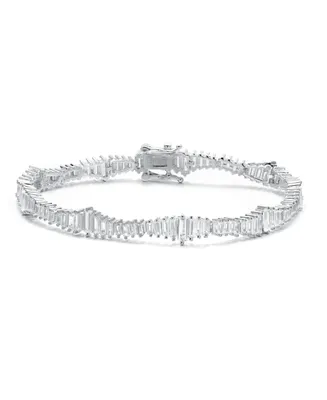 Rachel Glauber Ra Rhodium Plated Clear Cubic Zirconia Tennis Bracelet