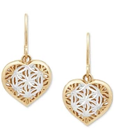 Openwork Heart Drop Earrings in 10k Gold, Created for Macy's