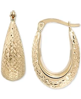 Graduated Textured Chunky Oval Hoop Earrings in 14k Gold, Created for Macy's