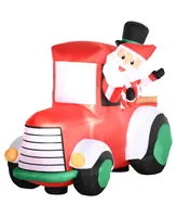 Outsunny 5' Inflatable Santa Claus Driving, Blow-Up Outdoor Led Yard Display
