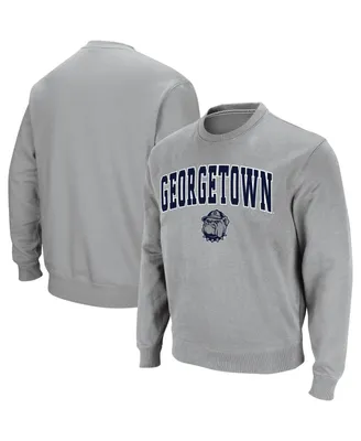 Men's Colosseum Gray Georgetown Hoyas Arch and Logo Crew Neck Sweatshirt