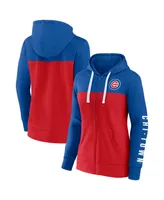 Women's Fanatics Royal, Red Chicago Cubs Take The Field Colorblocked Hoodie Full-Zip Jacket