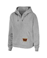 Women's Wear by Erin Andrews Heathered Gray Washington Commanders Team Full-Zip Hoodie