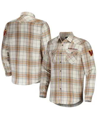 Men's Nfl x Darius Rucker Collection by Fanatics Tan Washington Commanders Flannel Long Sleeve Button-Up Shirt
