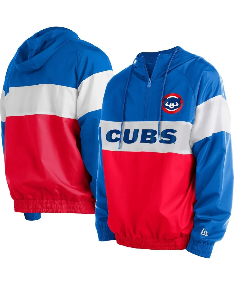 Men's New Era Red Chicago Cubs Raglan Quarter-Zip Hoodie