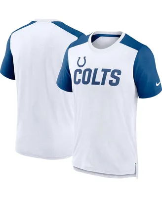 Men's Nike Heathered Royal and White Indianapolis Colts Color Block Team Name T-shirt