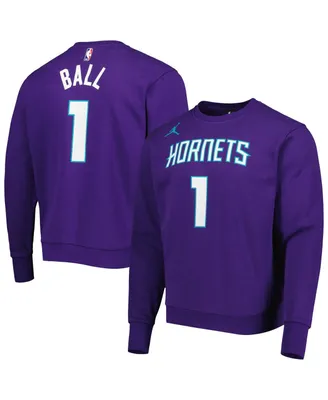 Men's Jordan LaMelo Ball Purple Charlotte Hornets Statement Name and Number Pullover Sweatshirt