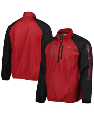 Men's G-iii Sports by Carl Banks Cardinal, Black Arkansas Razorbacks Point Guard Raglan Half-Zip Jacket