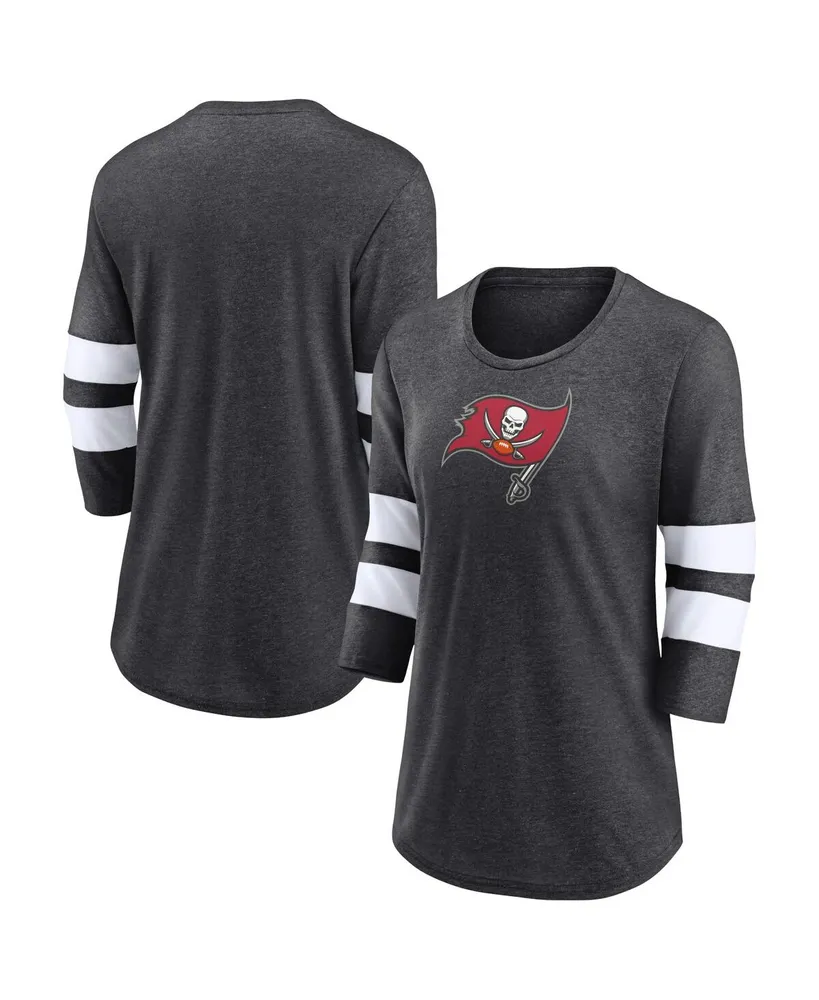 Women's Fanatics Branded Heathered Gray Tampa Bay Buccaneers Drop Back Modern Tri-Blend T-Shirt